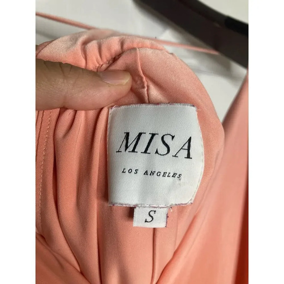 MISA Los Angeles Domino Draped Mini Dress in Peachy Pink Sz S - Picture 11 of 16